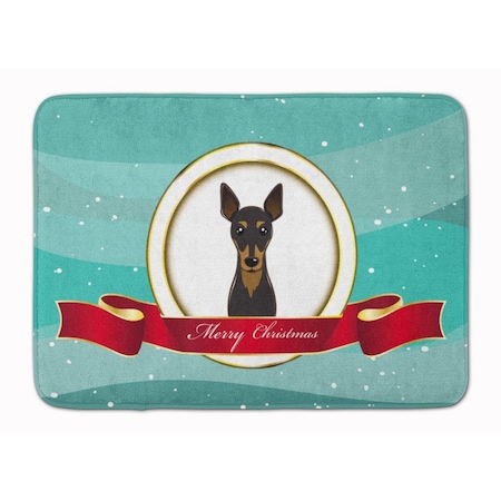 Carolines Treasures Min Pin Merry Christmas Machine Washable Memory Foam Mat BB1550RUG